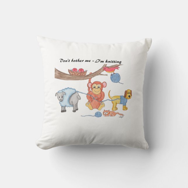 Don't Bother Me - I'm Knitting Kussen (Voorkant)