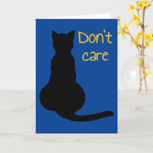 Dont Care Cat Quote Cartoon Vector Uitgesneden Kaart (Gele Bloem)