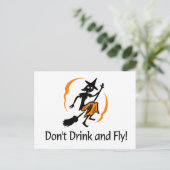 Dont Drink en vliegende heks Briefkaart (Staand voorkant)