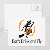 Dont Drink en vliegende heks Briefkaart (Voorkant / Achterkant)