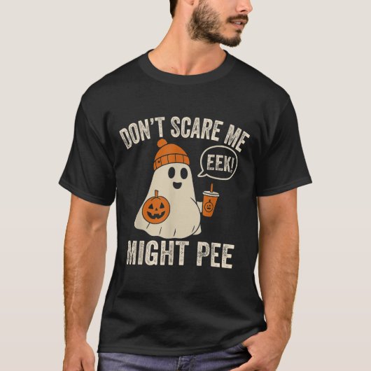 Don't E Me I Might Pee Halloween Pregnancy Ghost T-shirt (Voorkant)