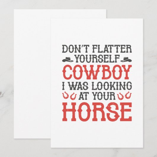 Don't Flatter Yourself Cowboy Bedankkaart (Voorkant / Achterkant)