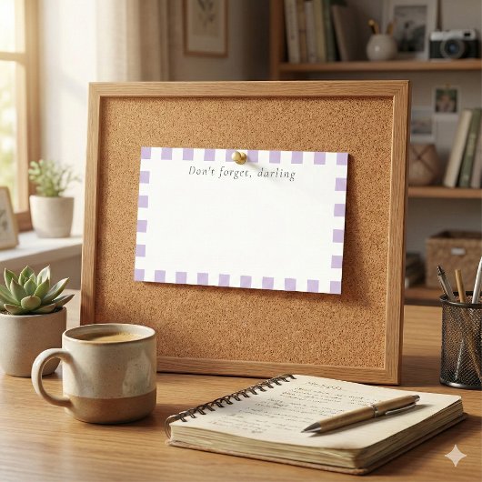 Don't Forget Darling | Cute Lavender Check Post-it® Notes