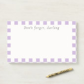 Don't Forget Darling | Cute Lavender Check Post-it® Notes (Op bureau)