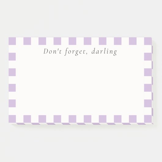 Don't Forget Darling | Cute Lavender Check Post-it® Notes (Voorkant)