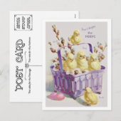 "DON'T FORGET THE PEEPS" EASTER BASKET CHICKS FEESTDAGENKAART (Voorkant / Achterkant)