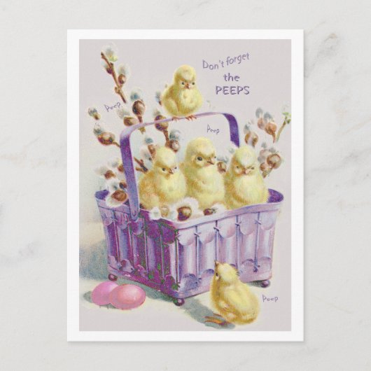 "DON'T FORGET THE PEEPS" EASTER BASKET CHICKS FEESTDAGENKAART (Voorkant)