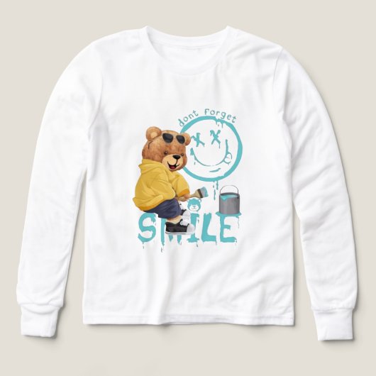 "Don't Forget to Smile" Artist Bear Long-Sleeve Sh (Voorkant)