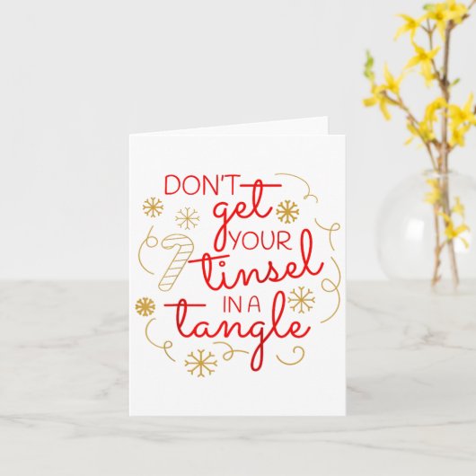 Don't Get Your Tinsel In A Tangle Christmas Raglan Kaart (Gele Bloem)
