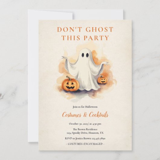 Dont Ghost Dit Feest Halloween Kostuum Feest Kaart (Voorkant)