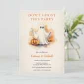 Dont Ghost Dit Feest Halloween Kostuum Feest Kaart (Staand voorkant)