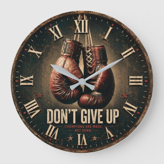 Don't Give Up Boxing Gloves Grote Klok (Voorkant)