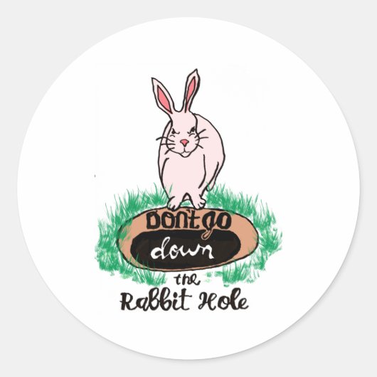 Dont Go Down The Rabbit Hole Womens Red  Ronde Sticker (Voorkant)