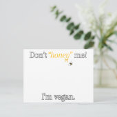 Don't 'Honey' mij! I'm Vegan Briefkaart (Staand voorkant)