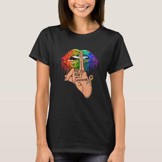 Don't Judge Lgbt Dripping Rainbow Lips Hand Gay Pr T-shirt (Voorkant)