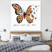 Dont Just Fly Soar Vlinders en Bloemen Canvas Afdruk (Insitu (Slaapkamer))