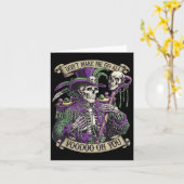 Don't Make Me Go All Voodoo On You Skeleton Mardi  Kaart (Gele Bloem)