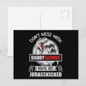 Don't Mess With Daddy Saurus Dinosaur Family Dad Briefkaart (Voorkant / Achterkant)