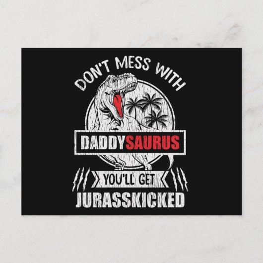 Don't Mess With Daddy Saurus Dinosaur Family Dad Briefkaart (Voorkant)