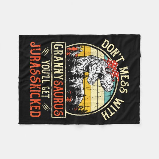 Don't Mess With Grannysaurus You'll Get Jurkicked  Fleece Deken (Voorkant (Horizontaal))