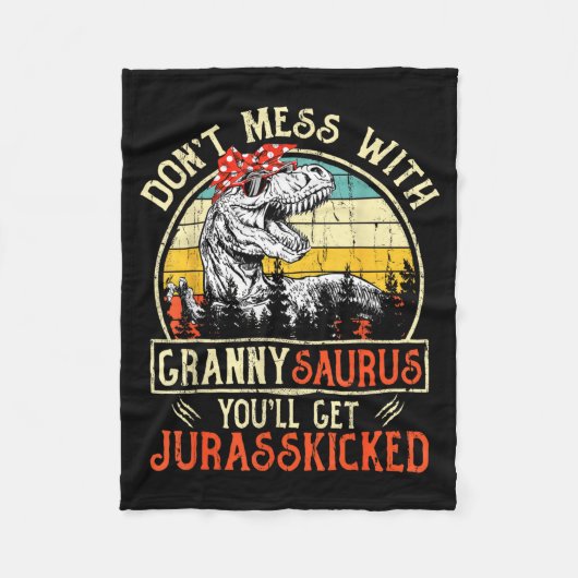Don't Mess With Grannysaurus You'll Get Jurkicked  Fleece Deken (Voorkant)