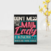 Don't Mess With The Mail Lady - Mailwoman Mail Car Kaart (Gele Bloem)