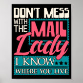 Don't Mess With The Mail Lady - Mailwoman Mail Car Poster (Voorkant)