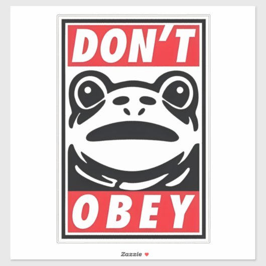 Don't Obey Funny Frog Resist No King USA Sticker (Vel)