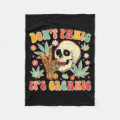 Don't Panic It's Organic Weed Skull  Fleece Deken (Voorkant)
