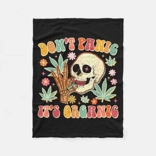 Don't Panic It's Organic Weed Skull  Fleece Deken (Voorkant)