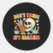 Don't Panic It's Organic Weed Skull  Ronde Sticker (Voorkant)