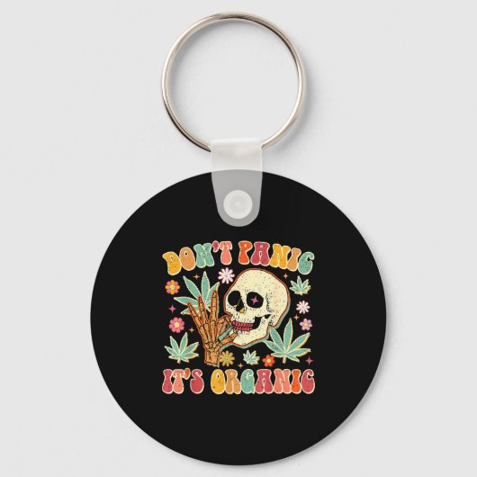 Don't Panic It's Organic Weed Skull  Sleutelhanger (Voorkant)