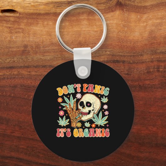 Don't Panic It's Organic Weed Skull  Sleutelhanger (Voorkant)