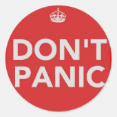 DON'T PANIC RONDE STICKER (Voorkant)