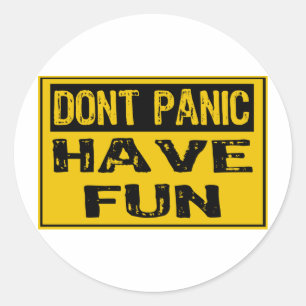 Dont Panic Sign - Happy - Geel / Zwart Ronde Sticker