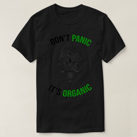 Dont paniek zijn organische steun hippie beweging t-shirt (Design voorkant)