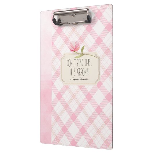 Don't Read This, It's Personal – Cute Pink Floral Klembord (Links)