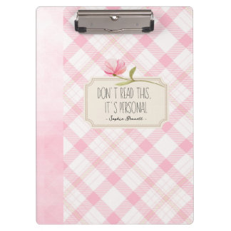 Don't Read This, It's Personal – Cute Pink Floral Klembord