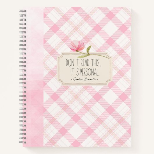 Don't Read This, It's Personal – Cute Pink Floral Notitieboek (Voorkant)