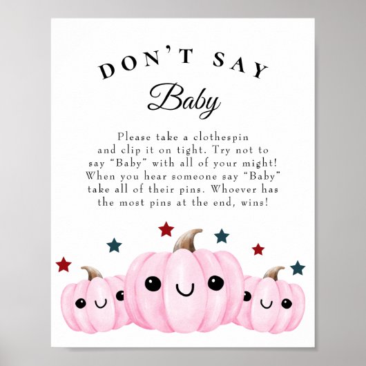 "Don't Say Baby" Halloween Baby shower Spel Poster (Voorkant)