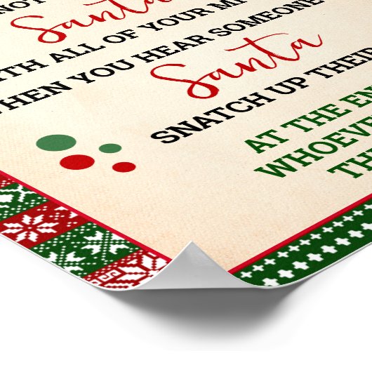 Don't Say Santa Clothespin Game Ugly Sweater Sign Poster (Hoek)