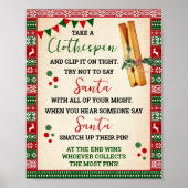 Don't Say Santa Clothespin Game Ugly Sweater Sign Poster (Voorkant)