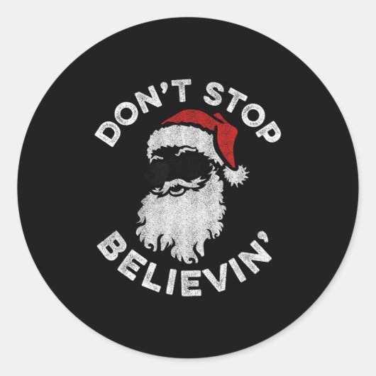 Don't Stop Believin' Cool Shades Santa  Ronde Sticker (Voorkant)