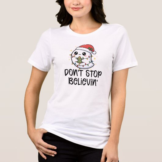 Don't Stop Believin', Kerstgeest Tri-Blend Shirt (Voorkant)
