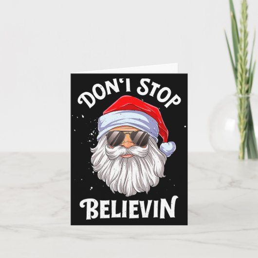 Dont Stop Believin Santa Christmas Boys Kids  Kaart (Voorkant)