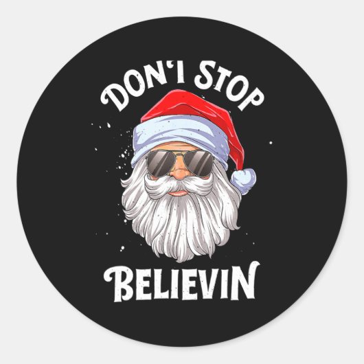 Dont Stop Believin Santa Christmas Boys Kids  Ronde Sticker (Voorkant)