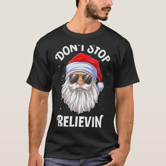 Dont Stop Believin Santa Christmas Boys Kids  T-shirt (Voorkant)