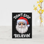 Dont Stop Believin Santa Funny Christmas Boys Kid  Kaart (Gele Bloem)