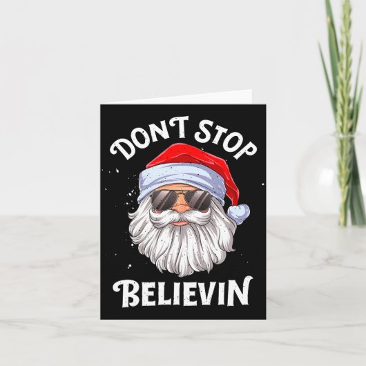 Dont Stop Believin Santa Funny Christmas Boys Kid  Kaart (Voorkant)