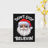 Dont Stop Believin Santa Funny Christmas Boys Kid  Kaart (Gele Bloem)
